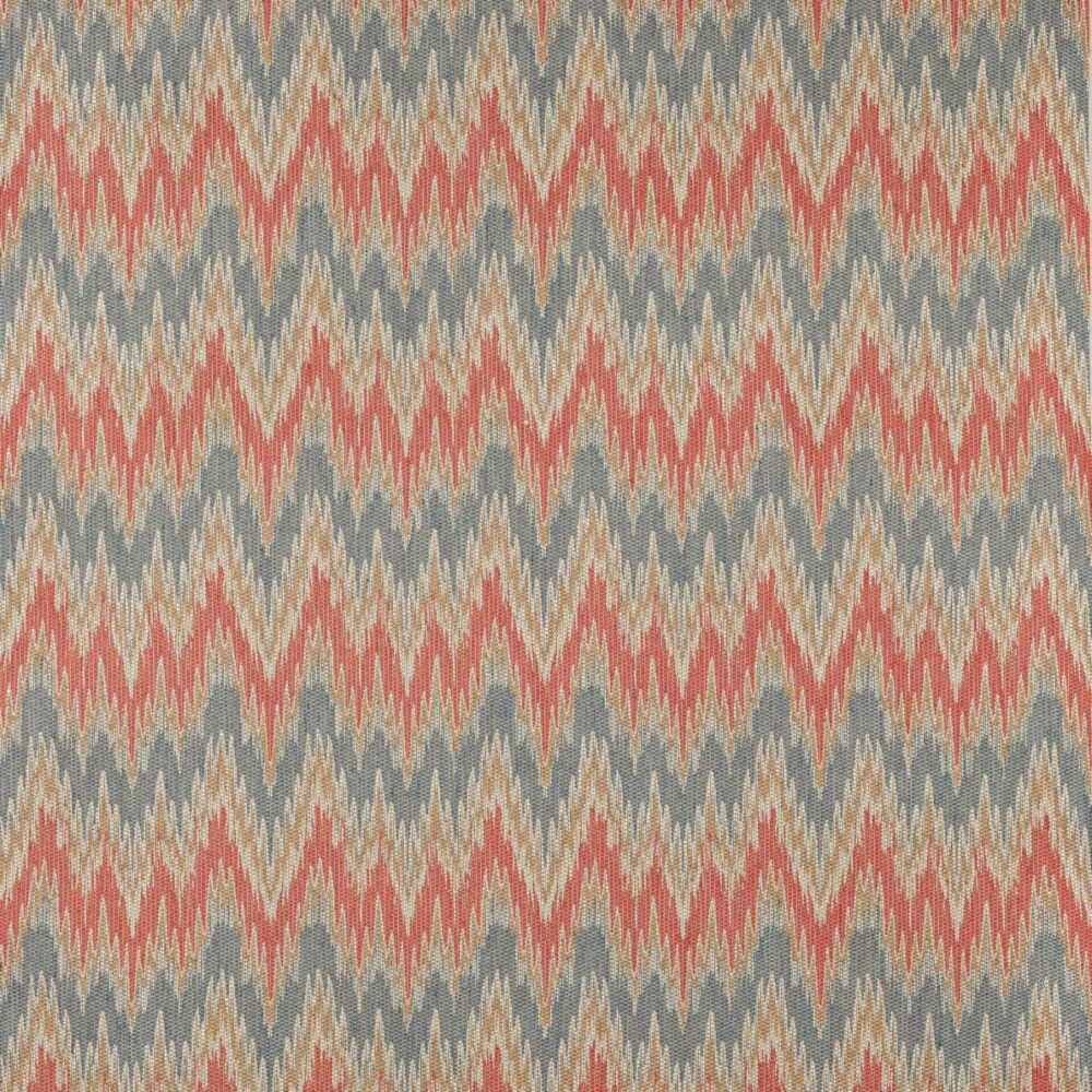 Medore Fabric - Tomato / Slate by red geometric jacquard fabric from Colefax & Fowler