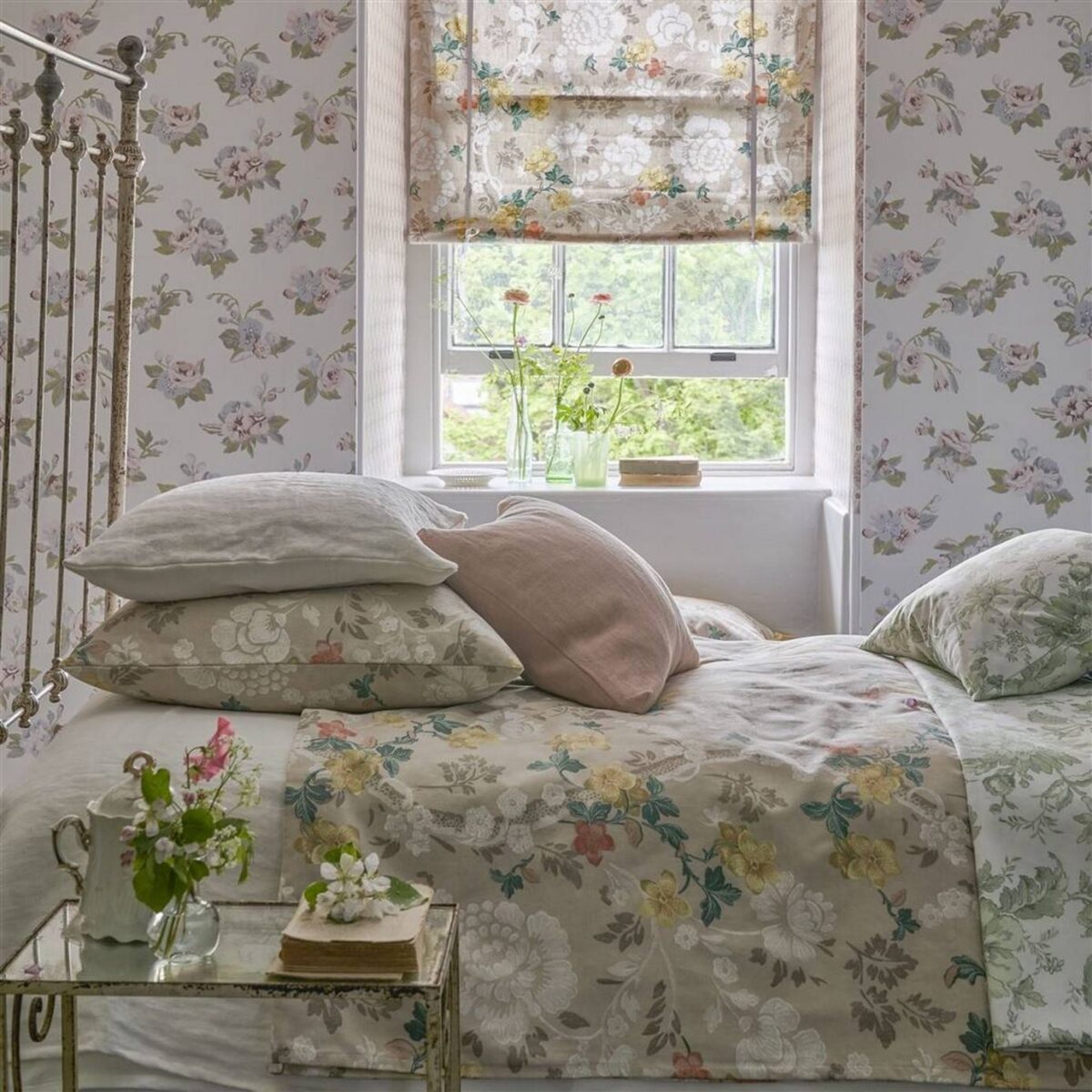 Eagle House Damask Fabric - Seagrass from