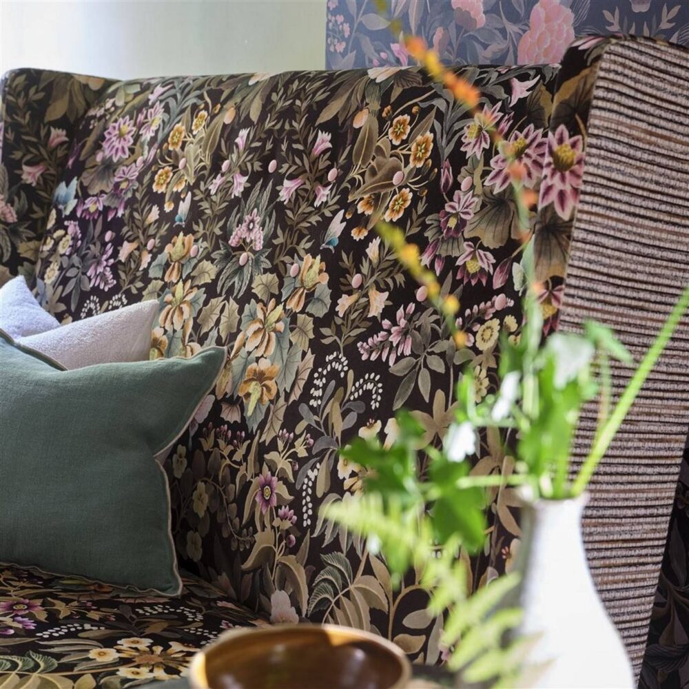 Ikebana Velvet Fabric - Chocolate by Ikebana Velvet Fabric - Chocolate from