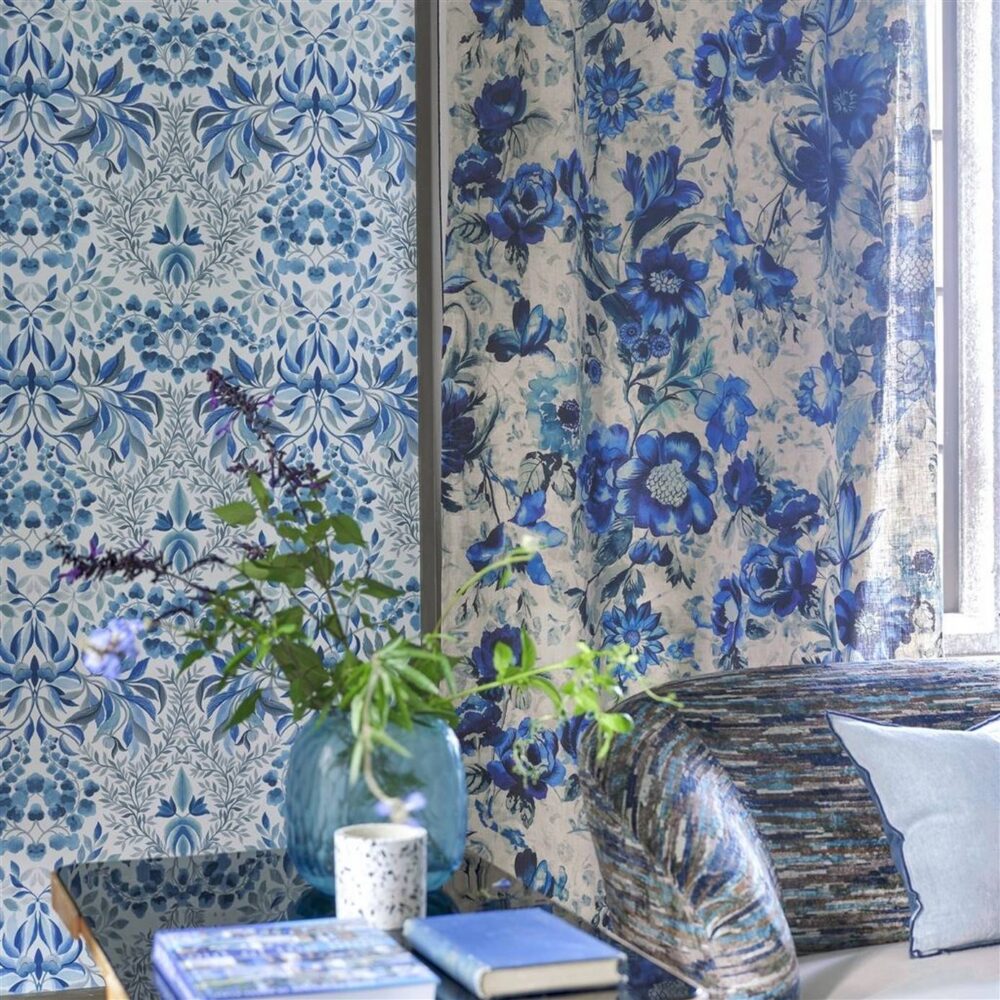 Kyoto Flower Fabric - Indigo by Kyoto Flower Fabric - Indigo from