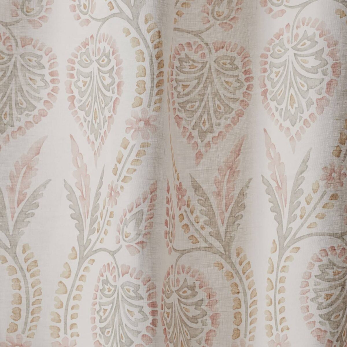 Dereham Fabric - Pink by multicolour botanical linen fabric from Colefax & Fowler