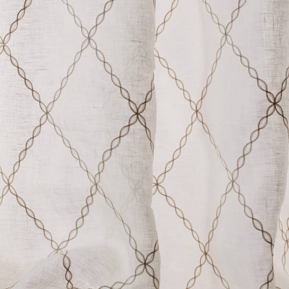 Lucina Fabric - Silver by white geometric voile-sheer fabric from Colefax & Fowler