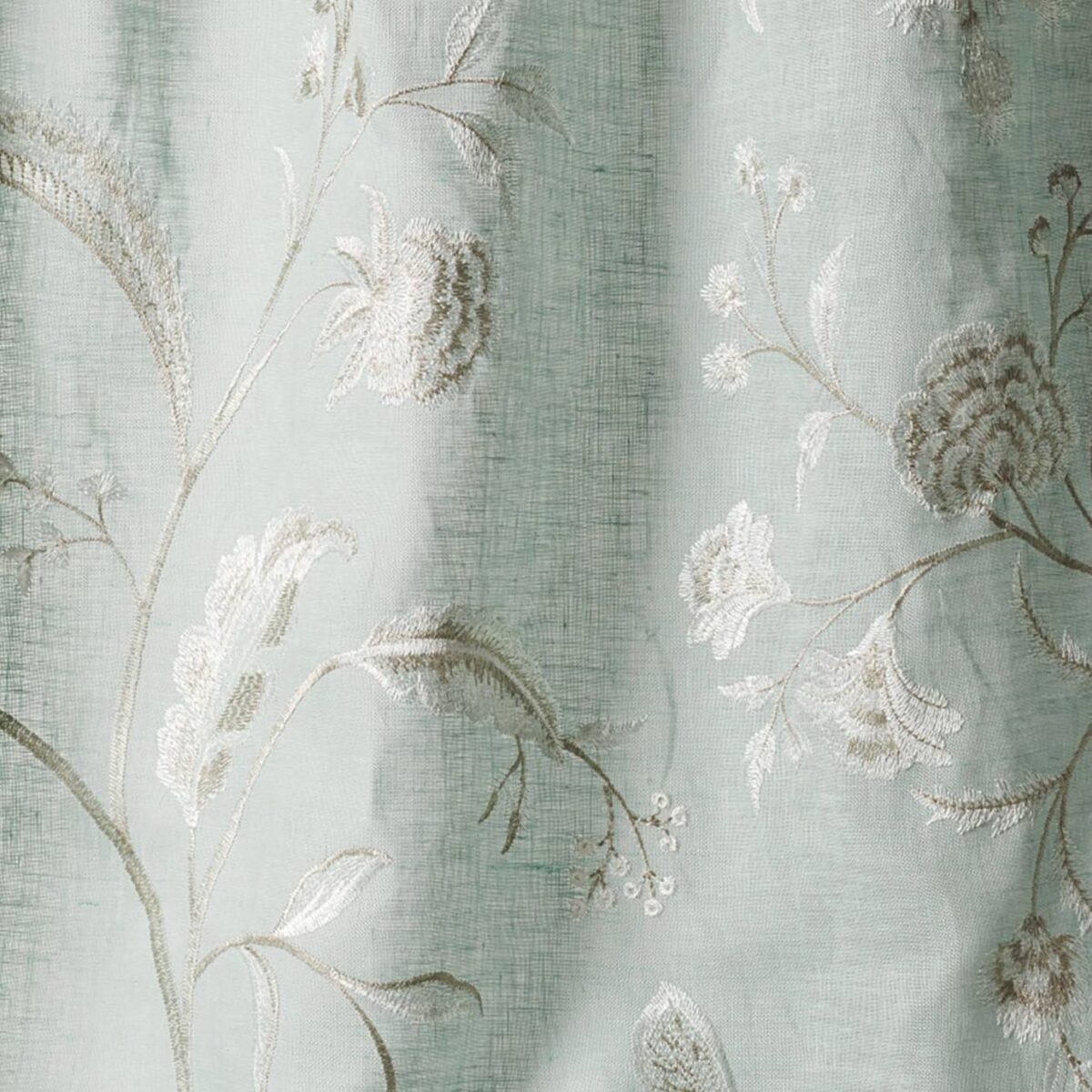 Kalina Fabric - Old Blue by blue botanical voile-sheer fabric from Colefax & Fowler