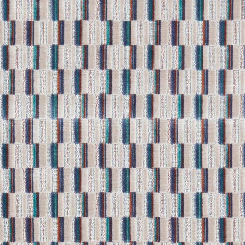 Cubis Fabric - Kingfisher by multicolour geometric velvet-chenille fabric from Clarke & Clarke