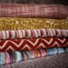 pink geometric velvet-chenille fabric from Clarke & Clarke