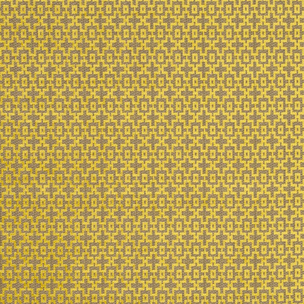 yellow geometric jacquard fabric from Clarke & Clarke