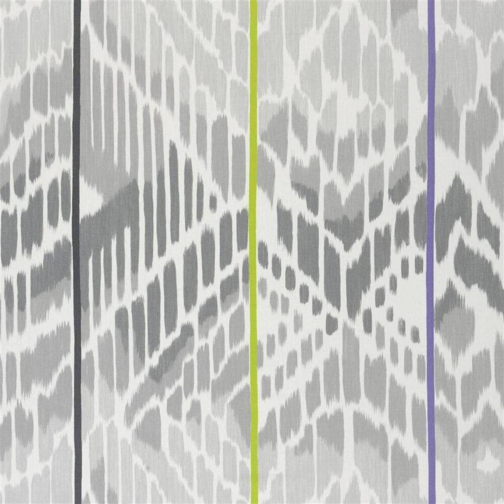 Bandala Fabric - Graphite by black-grey geometric cotton fabric from Designers Guild