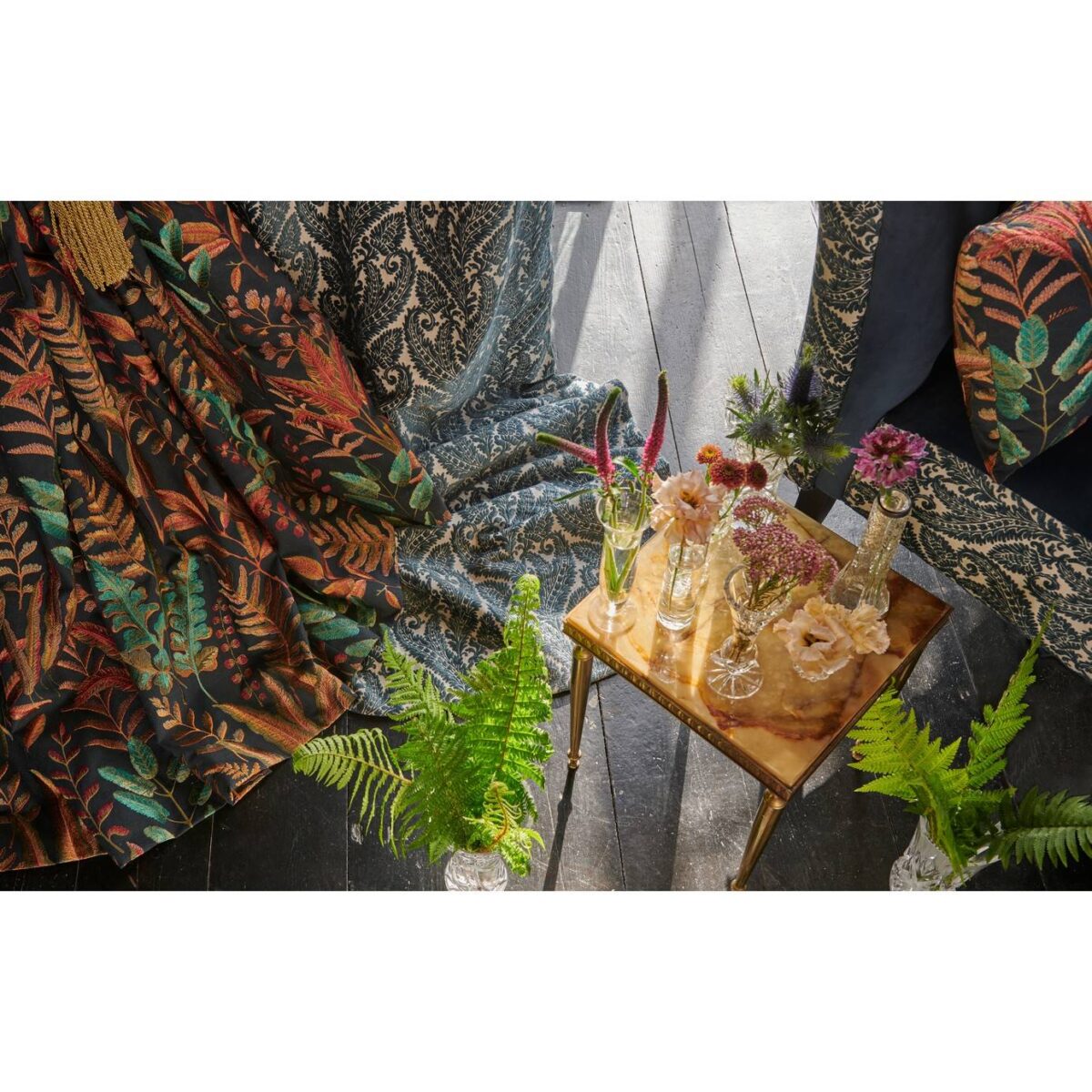 Bracken Fabric - Russet / Aqua from