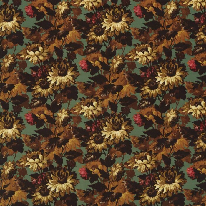 Sunforest Fabric - Sage / Russet swatch