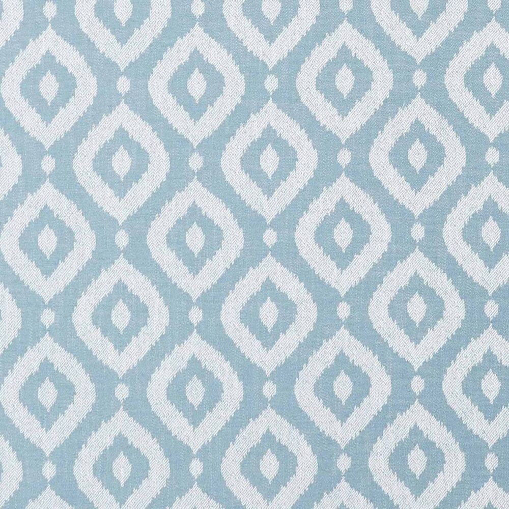blue geometric jacquard fabric from Clarke & Clarke