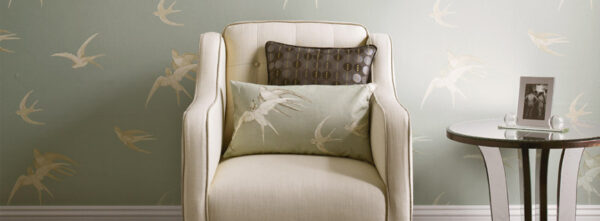 Swallows Wallpaper - Silver by Swallows Wallpaper - Silver from