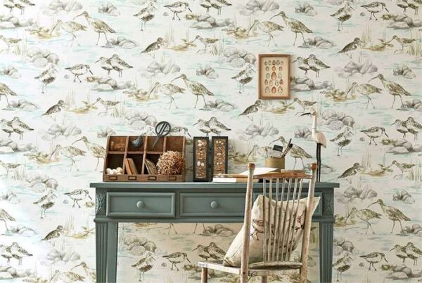 Estuary Birds Wallpaper - Chalk / Sepia by Estuary Birds Wallpaper - Chalk / Sepia from