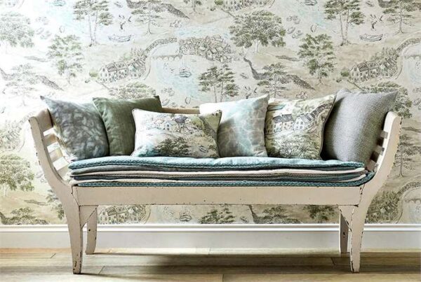Sea Houses Wallpaper - Green / Sand by Sea Houses Wallpaper - Green / Sand from