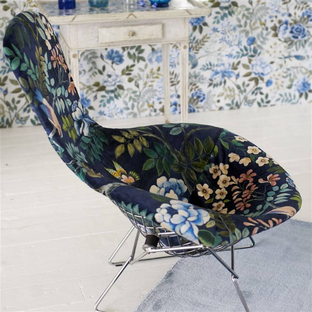 Porcelaine De Chine Fabric - Cobalt by Porcelaine De Chine Fabric - Cobalt from