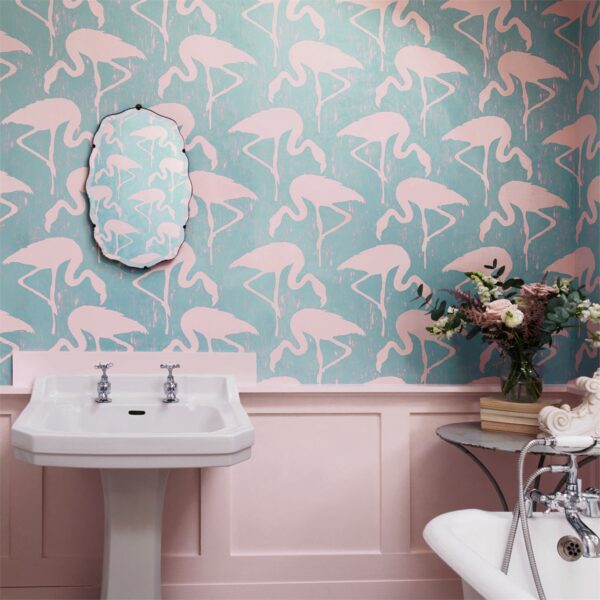Flamingos Wallpaper - Turquoise / Pink by Flamingos Wallpaper - Turquoise / Pink from