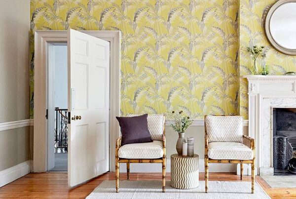 Palm House Wallpaper - Teal / Gold by Palm House Wallpaper - Teal / Gold from
