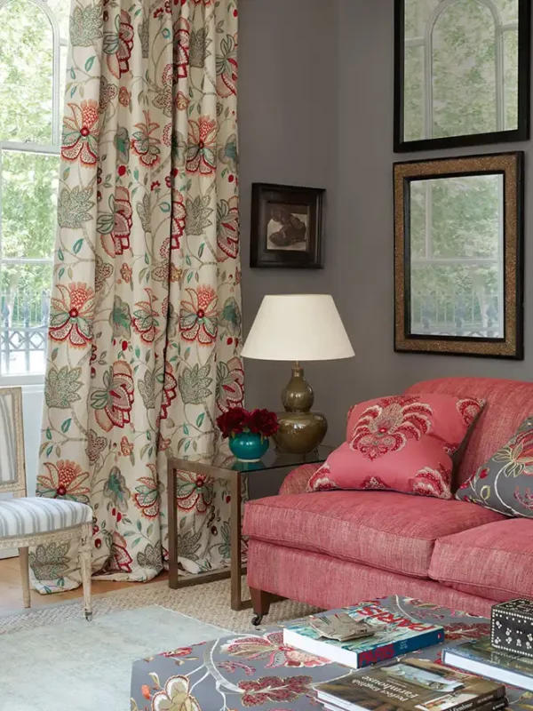Baptista Silk Fabric - Pink / Green by Baptista Silk Fabric - Pink / Green from