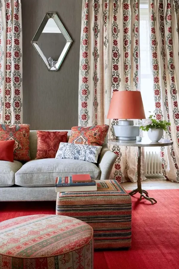 Theodore Fabric - Red / Forest from