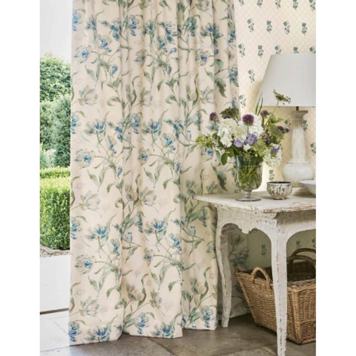 Prima Vera Fabric - Pink / Green Cotton by Prima Vera Fabric - Pink / Green Cotton from