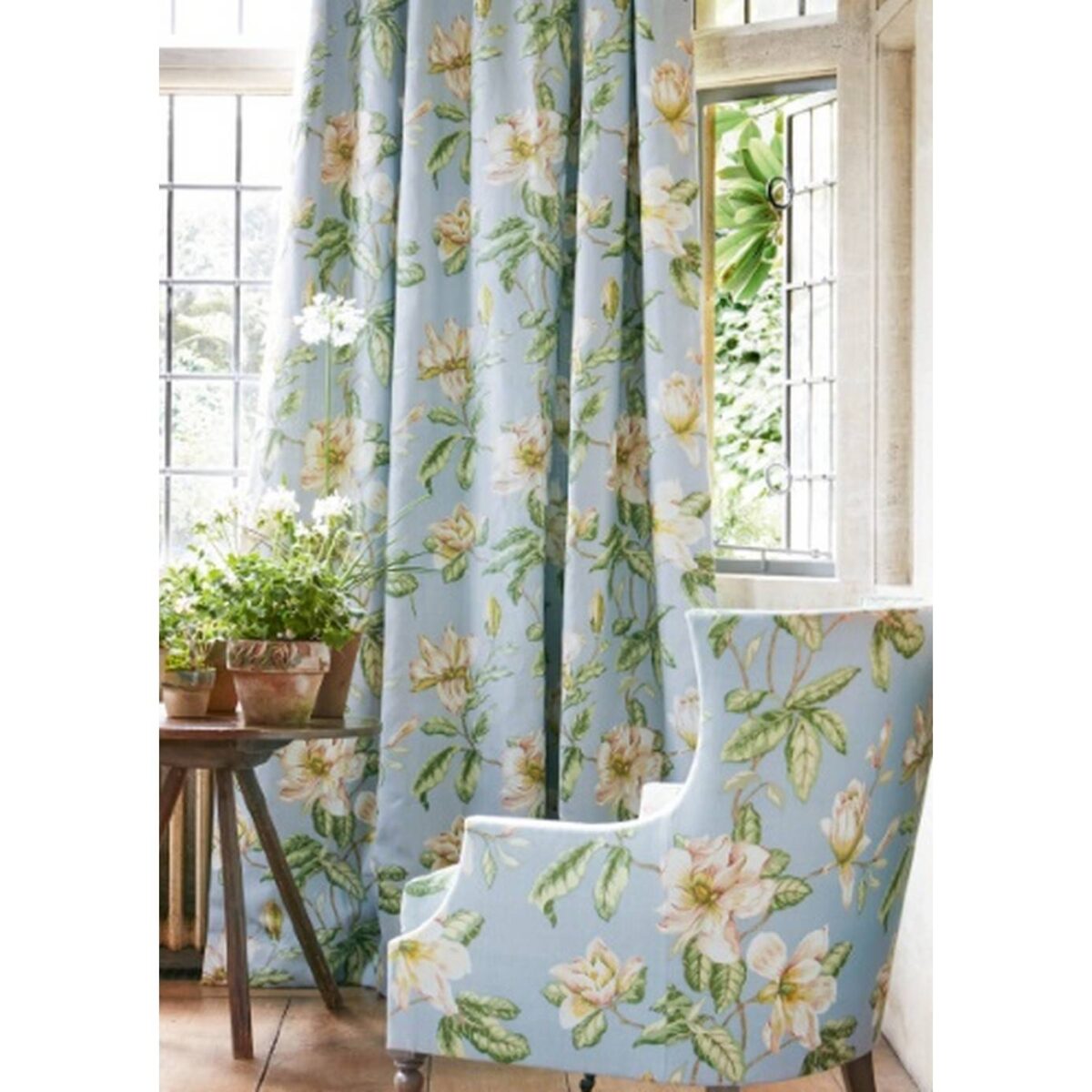 Prima Vera Fabric - Pink / Green Cotton by Prima Vera Fabric - Pink / Green Cotton from