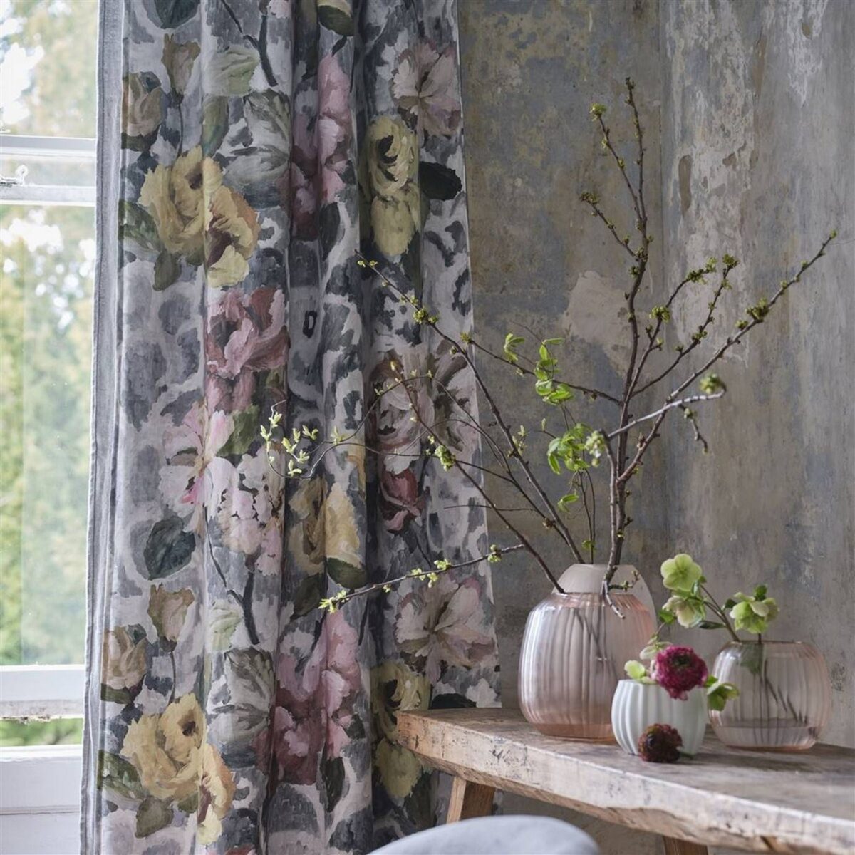 Tapestry Flower Fabric - Platinum by Tapestry Flower Fabric - Platinum from