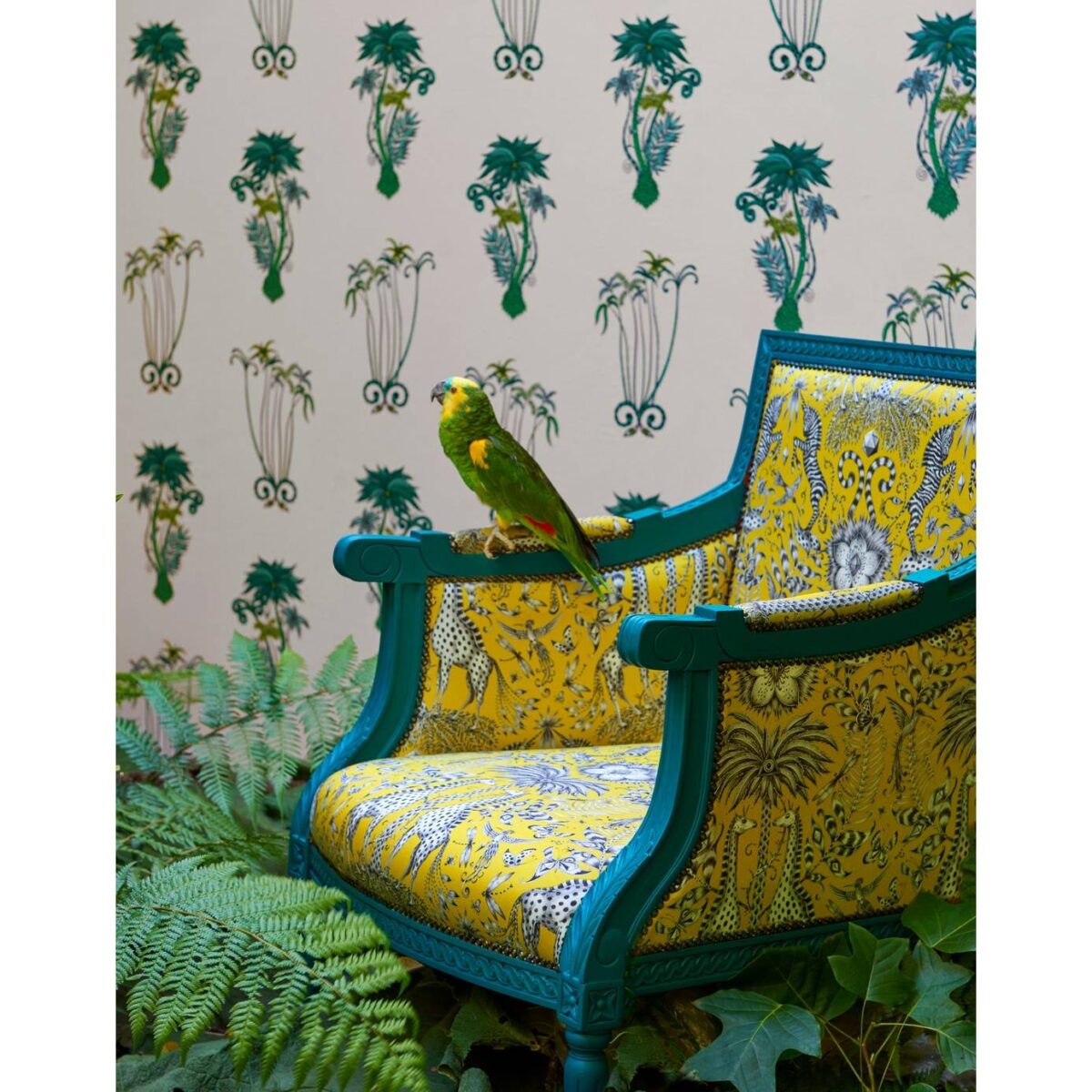 Jungle Palms Fabric - Navy Velvet by Jungle Palms Fabric - Navy Velvet from