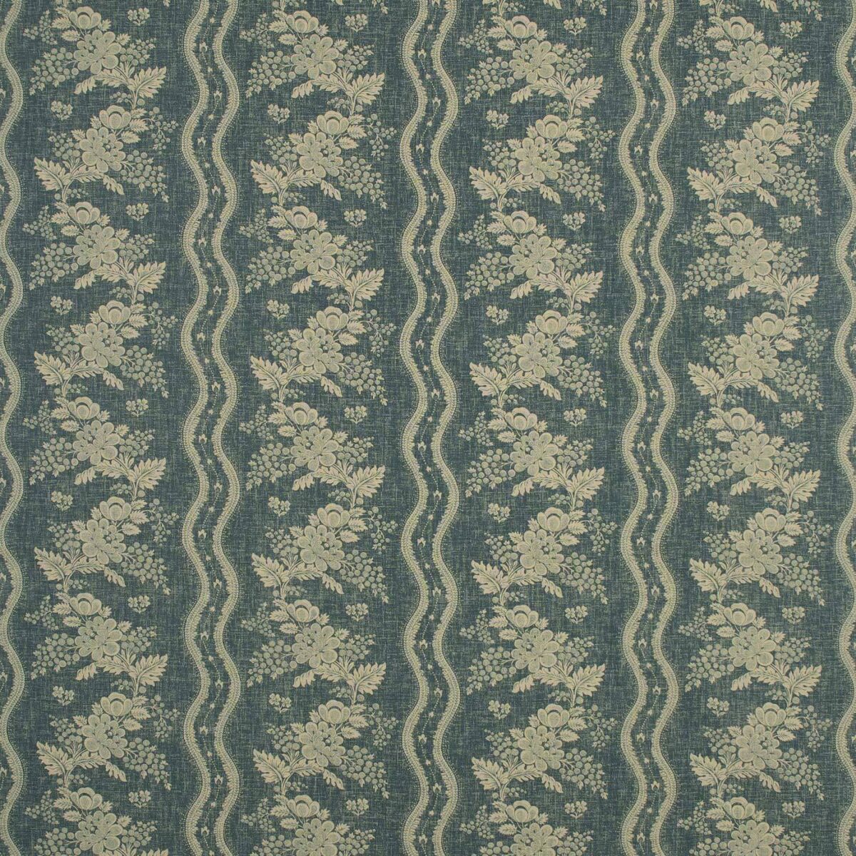 Arley Fabric - Fish Pond by blue botanical linen fabric from Linwood Fabrics