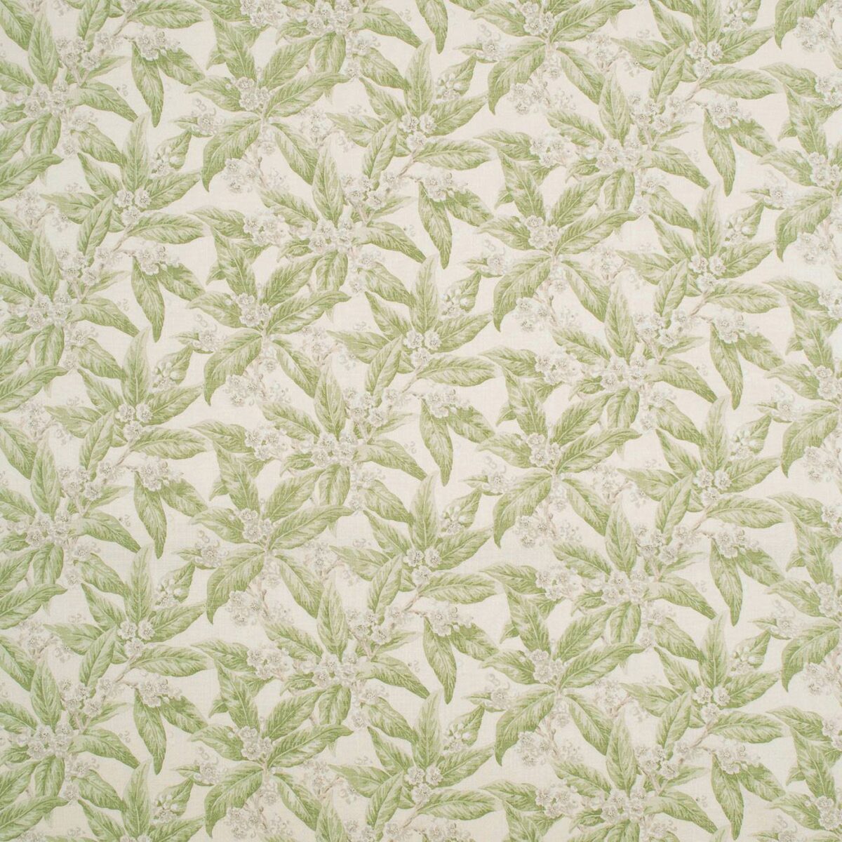 Loseley Fabric - Apple Green by green botanical linen fabric from Linwood Fabrics