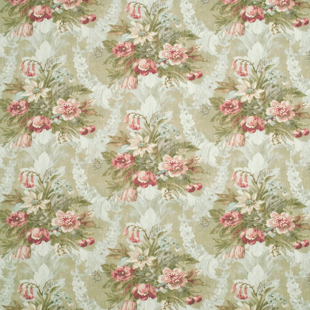 Wakehurst Fabric - Hay Field by green botanical linen fabric from Linwood Fabrics