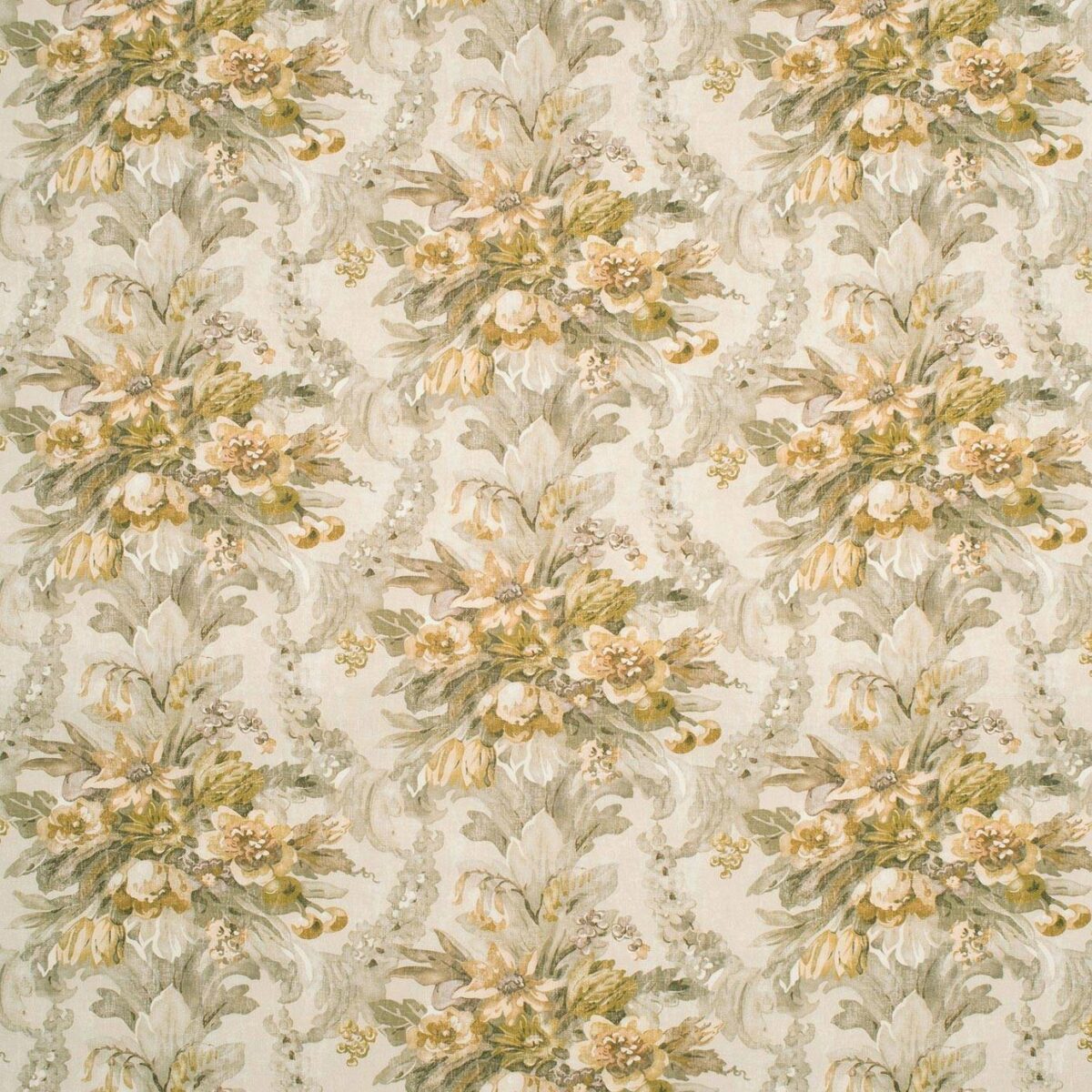Wakehurst Fabric - Ornamental by brown botanical linen fabric from Linwood Fabrics