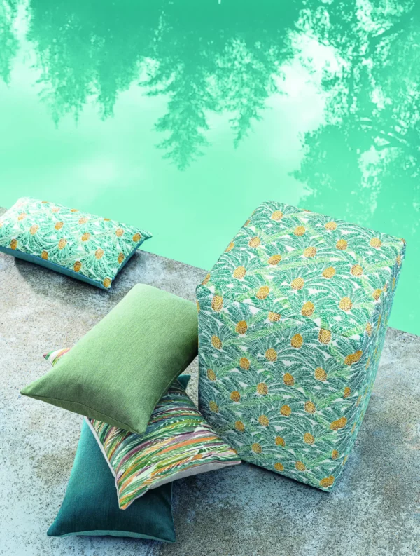 Pigna Fabric - White Petal / Emerald by Pigna Fabric - White Petal / Emerald from