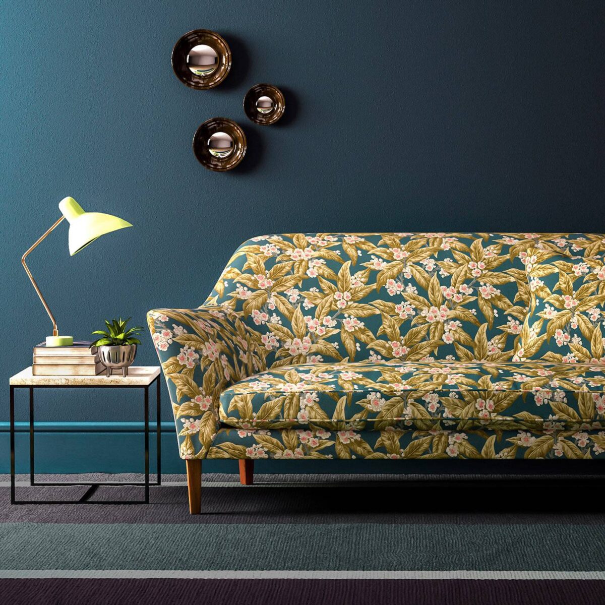 Loseley Velvet Fabric - Airforce Blue from