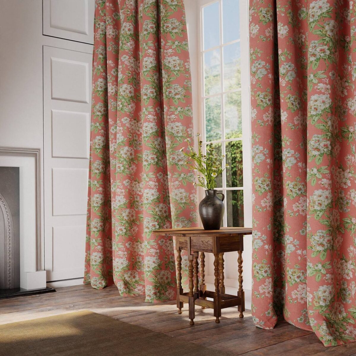 Gertrude Fabric - Pink Orange from
