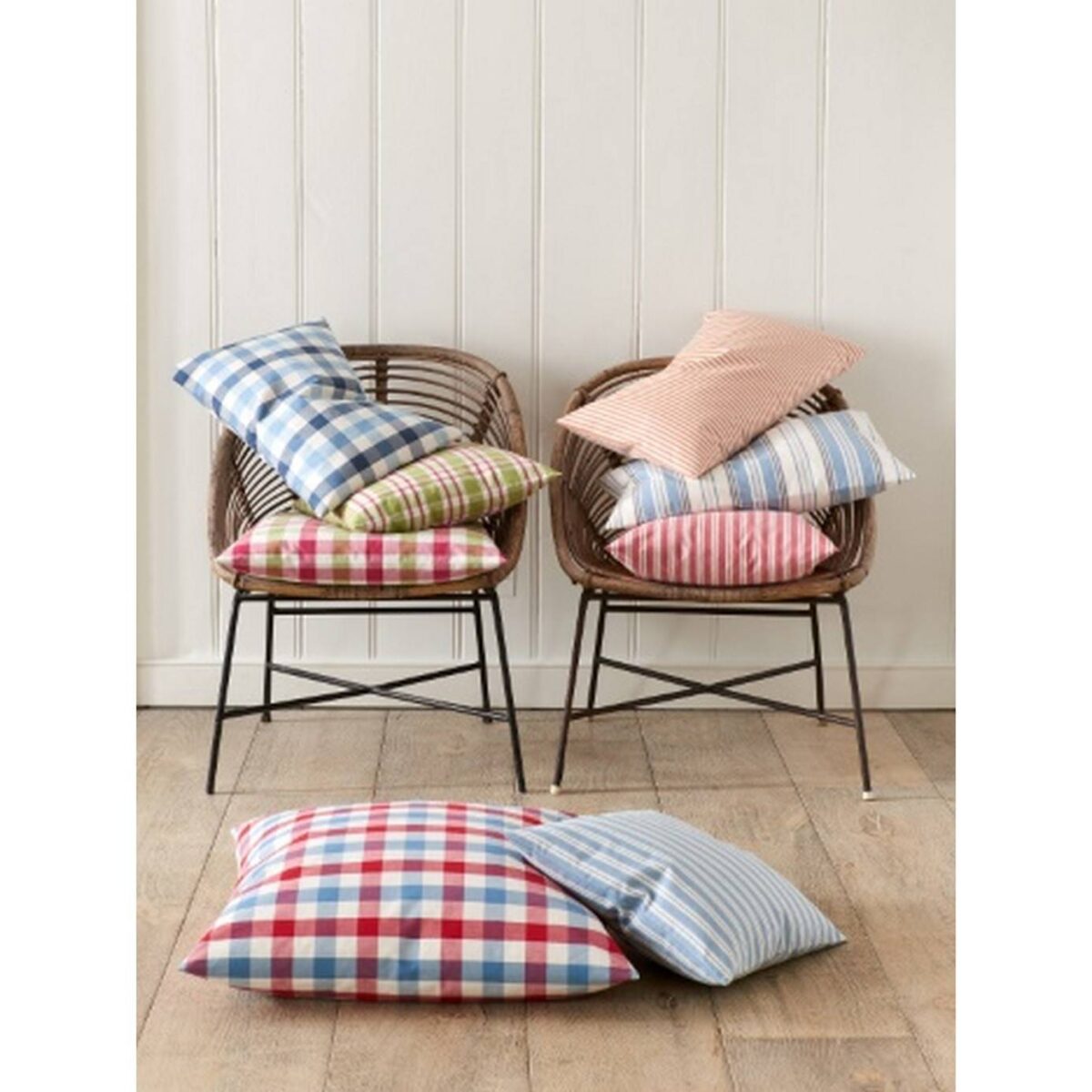 Barlow Check Fabric - Sky Blue / Lime from