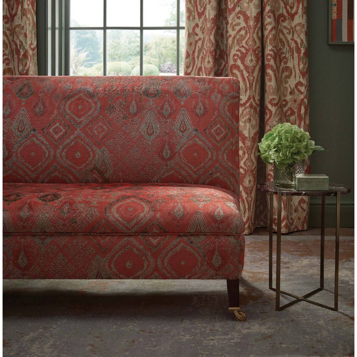 Baroda Fabric - Coral / Taupe from