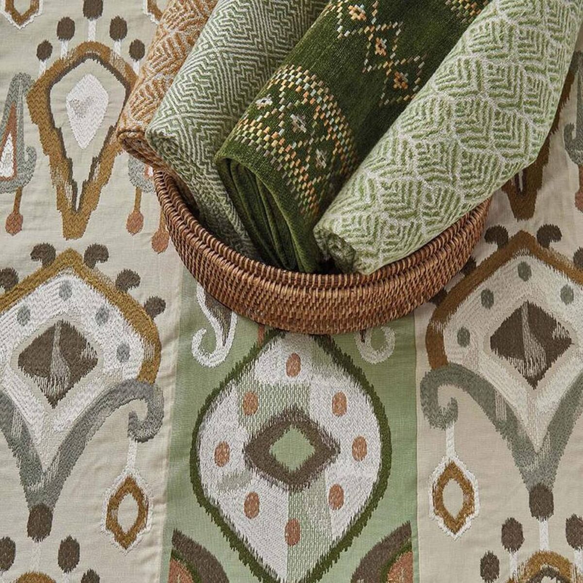 Khotan Fabric - Sage / Gold by Khotan Fabric - Sage / Gold from