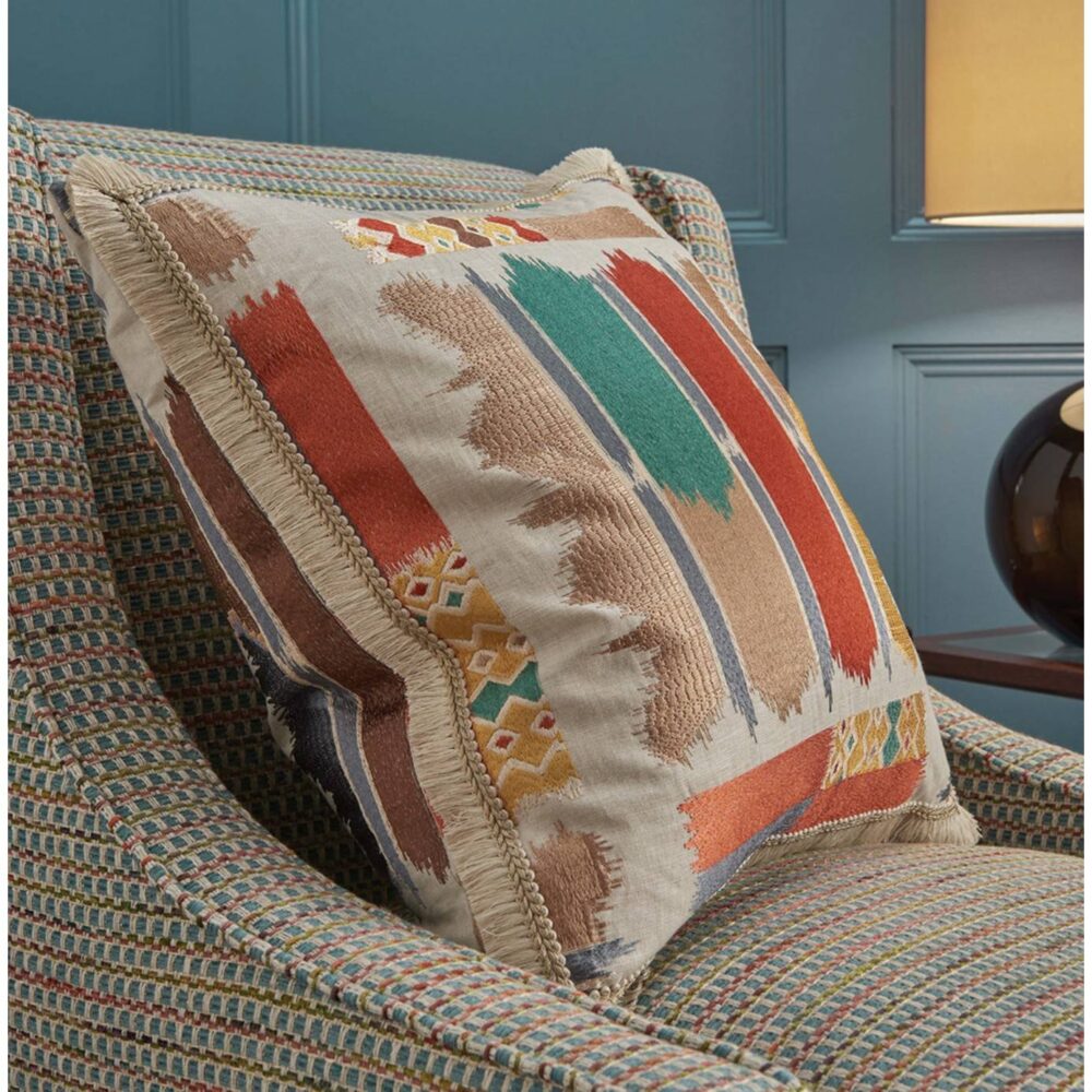 Mandovi Fabric - Duck Egg / Gold / Bronze from