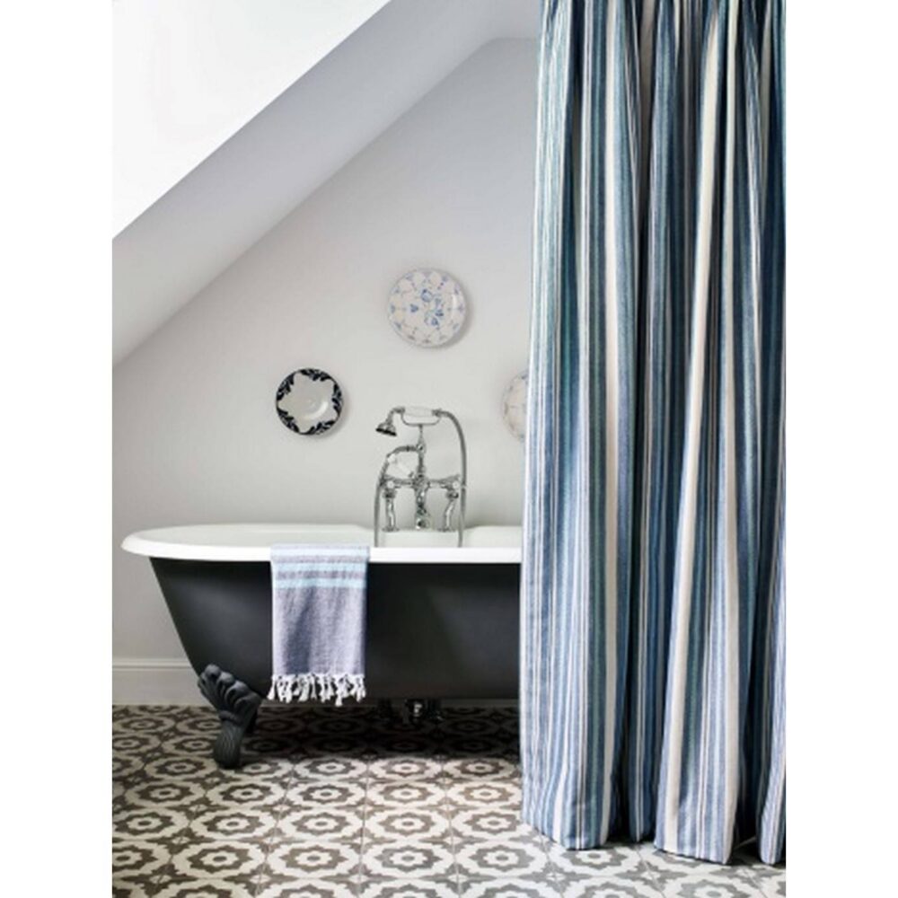 Tulsi Stripe Fabric - Aqua by Tulsi Stripe Fabric - Aqua from