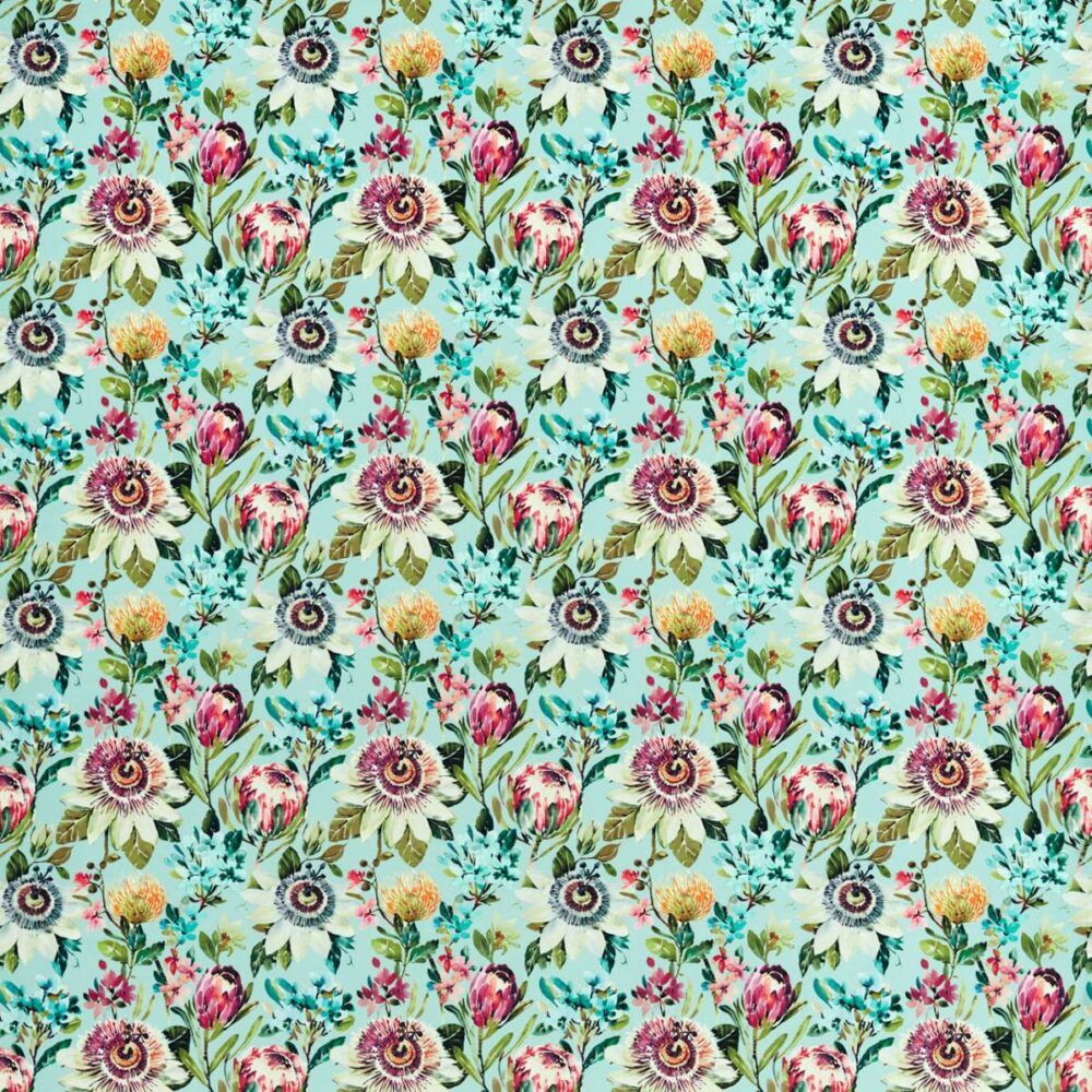 Paradise Fabric - Mineral Velvet by blue botanical printed fabric from Studio G
