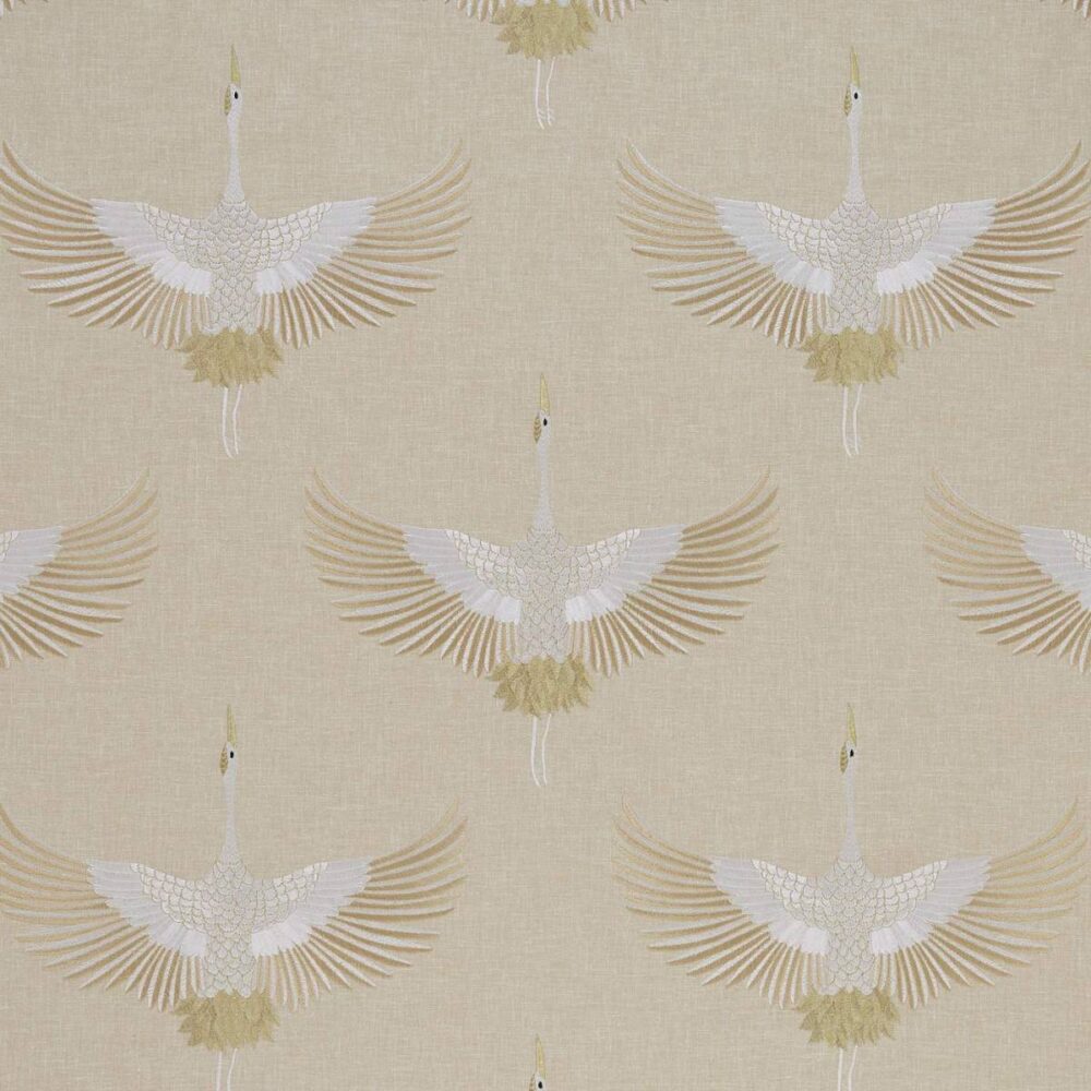 Demoiselle Fabric - Gold by black-grey animal embroideried fabric from Kai