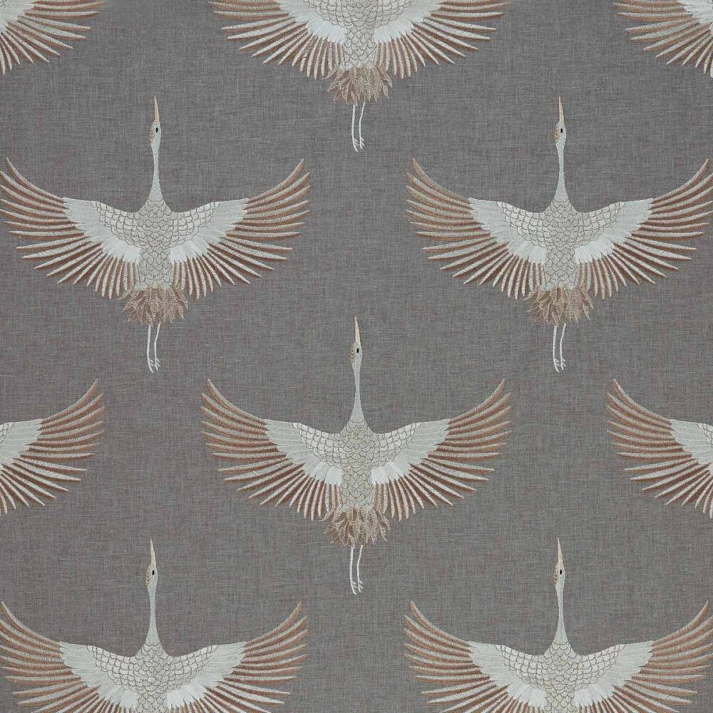 Demoiselle Fabric - Mole by black-grey animal embroideried fabric from Kai