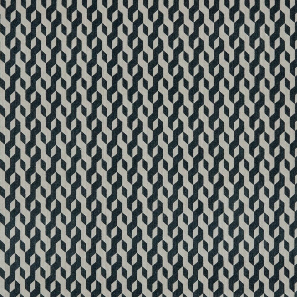 Dione Fabric - Moonlight by blue geometric jacquard fabric from Kai