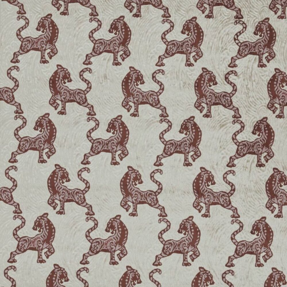 Kaida Fabric - Paprika by red animal velvet-chenille fabric from Kai