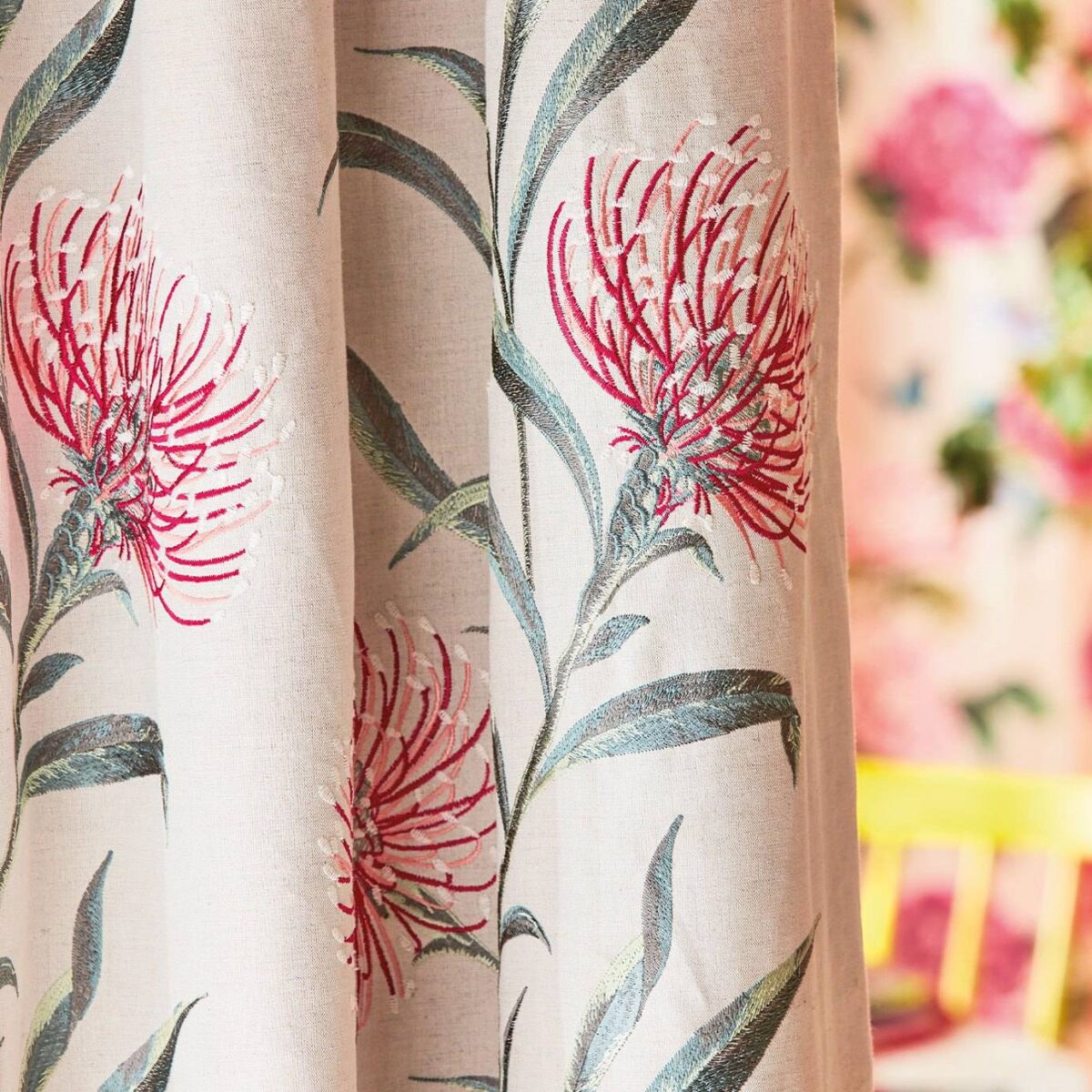 Catherinae Embroidery Fabric - Fuchsia from