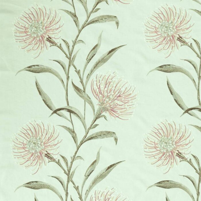 Catherinae Embroidery Fabric - Silver Mint swatch