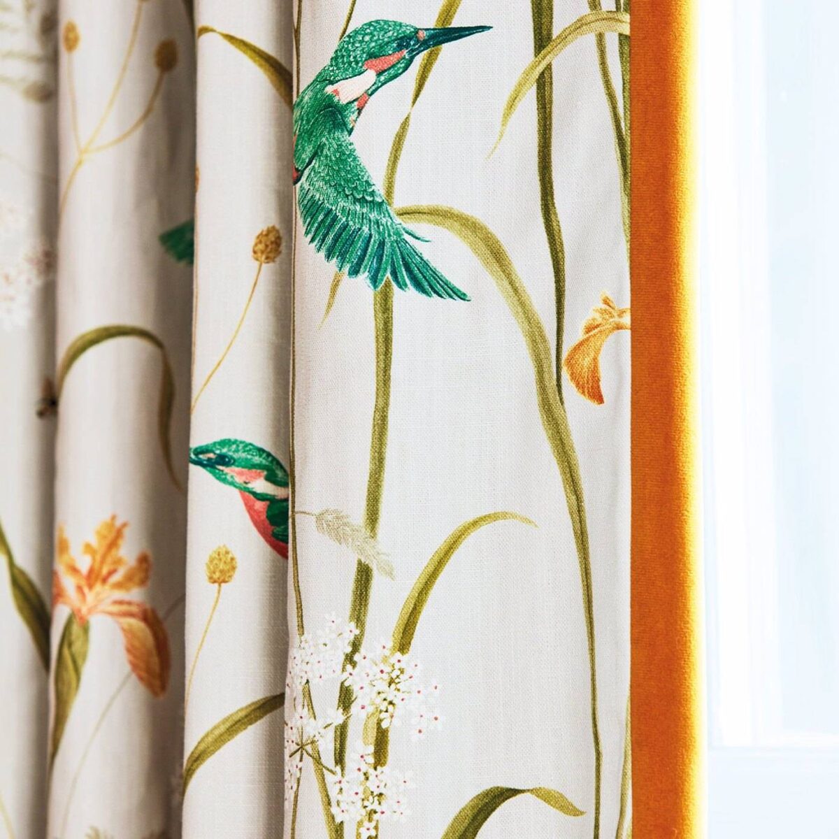 Kingfisher and Iris Fabric - Azure / Linen by Kingfisher and Iris Fabric - Azure / Linen from