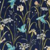 blue botanical cotton fabric from Sanderson