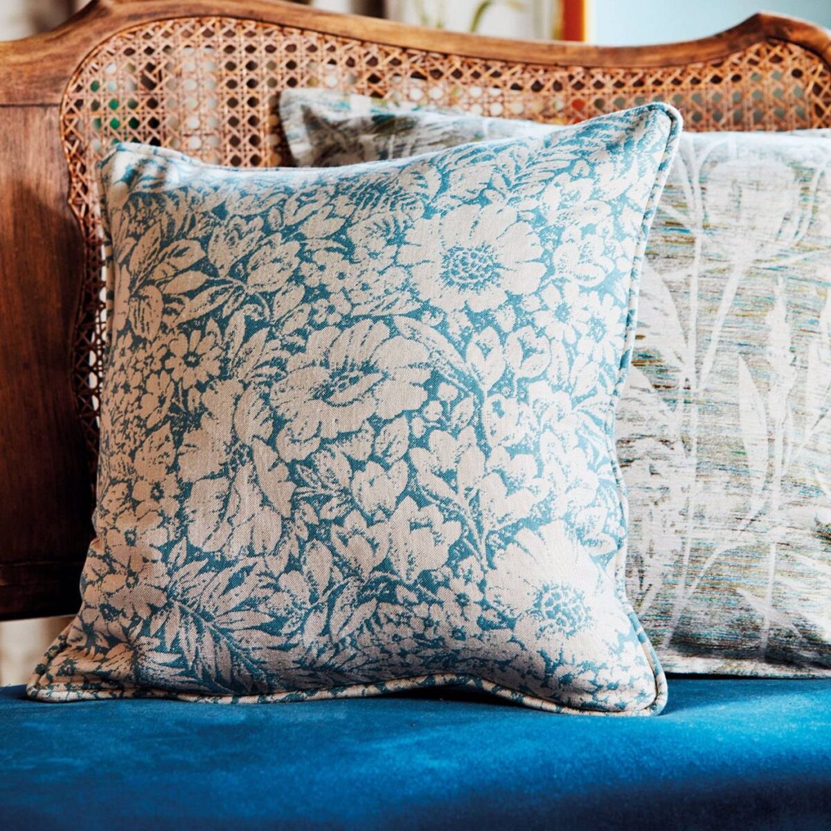Poet's Garden Fabric - Teal / Indigo by Poet's Garden Fabric - Teal / Indigo from