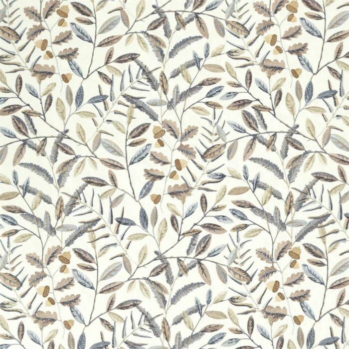 Quercus Fabric - Linen / Steel Blue swatch