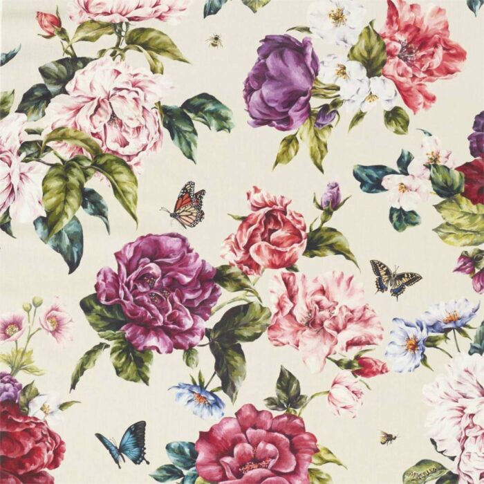 Summer Peony Fabric - Fuchsia / Rose swatch